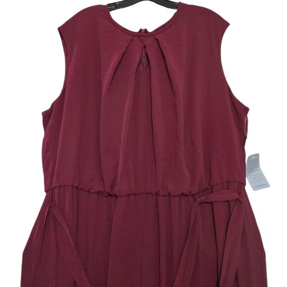 London Times Women's Pleat Neck Rhododendron Wide Leg Jumpsuit Plus Size 22W New - Picture 6 of 13